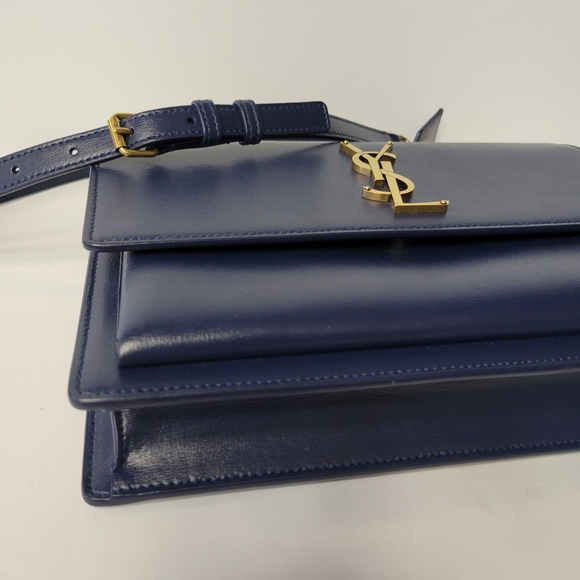 ❌SOLD❌SAINT LAURENT Blue Leather Medium Sunset Shoulder bag/Crossbody. - Picture 13 of 15